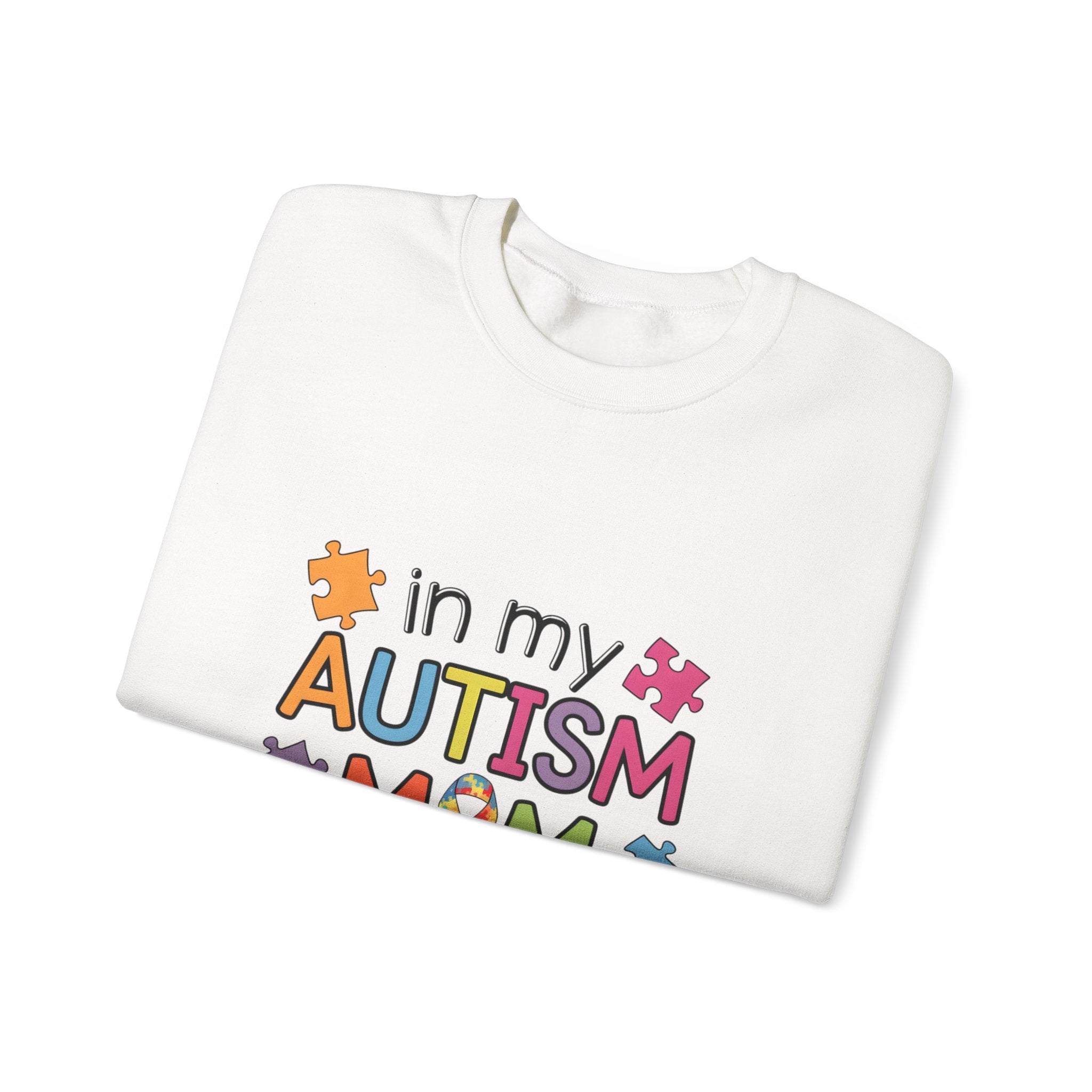 Autism Mom Crewneck Sweatshirt — "In My Autism Mom Era" Pullover with Puzzle Piece Design