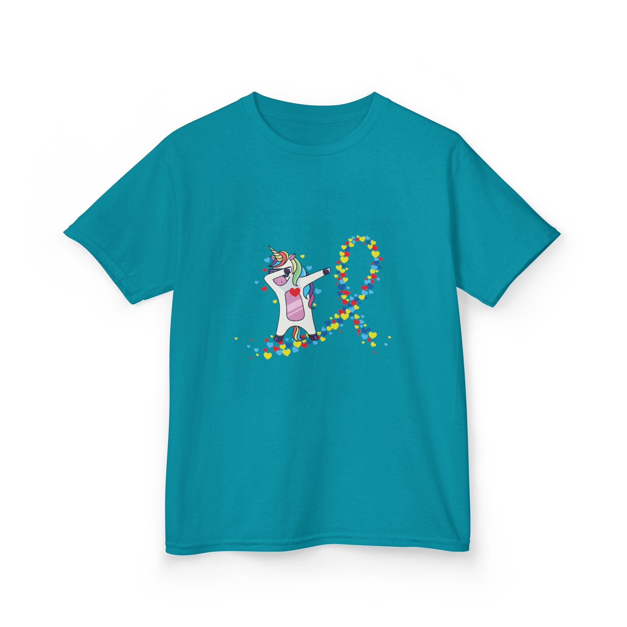 Kids Tee — Cute Unicorn Pouring Rainbow Confetti (Kids)