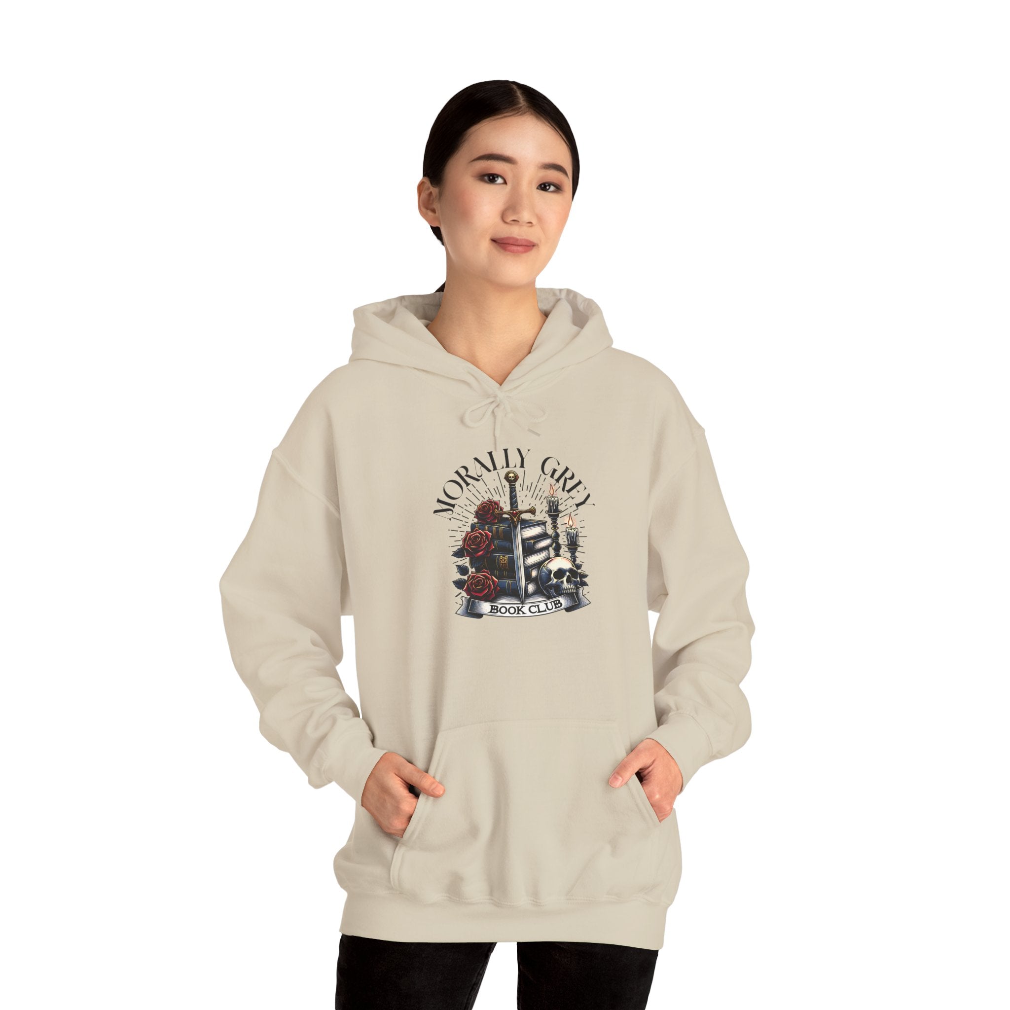 Horror Girl Graphic Hoodie – Gothic Roses & Vintage Candle Illustration