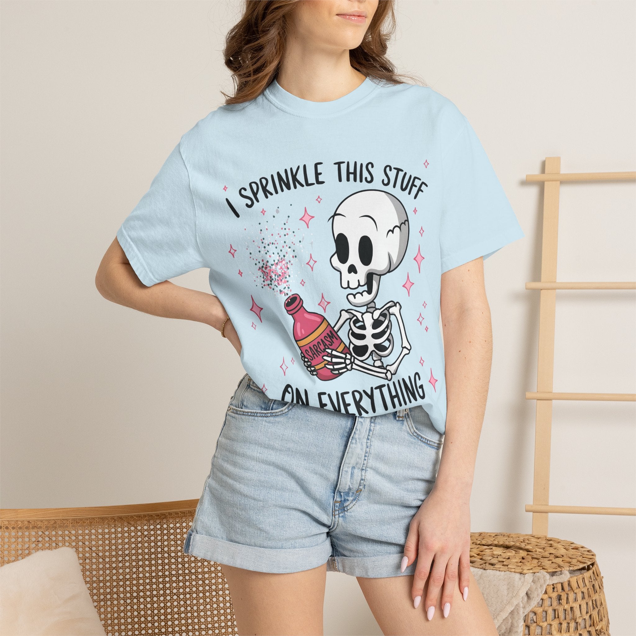 Skeleton Sprinkles T-Shirt — "I Sprinkle This Stuff On Everything" Cute Goth Graphic Tee