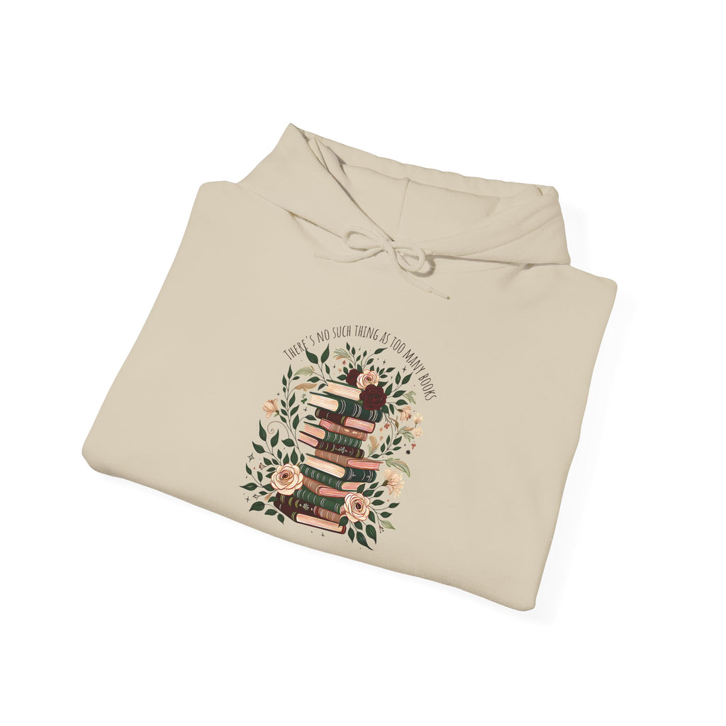 Cozy Reading Stack Hoodie — Floral Bookshelf Design