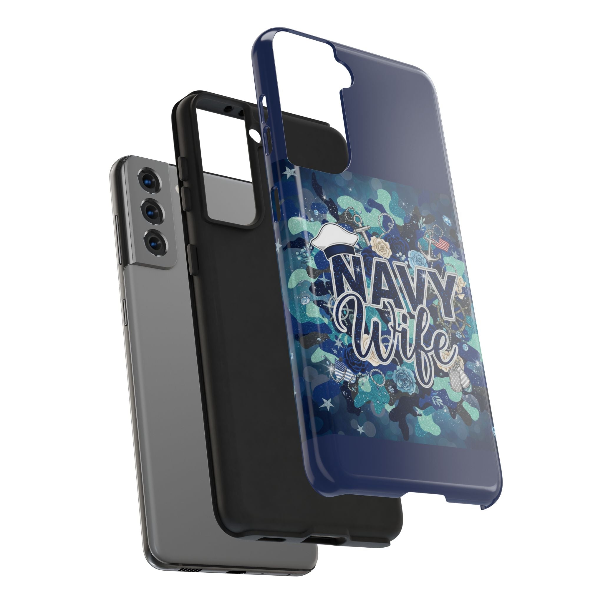 Navy Wife Tough Phone Case — Military Camouflage Protective Phone Cover, Perfect Gift for Navy Spouses