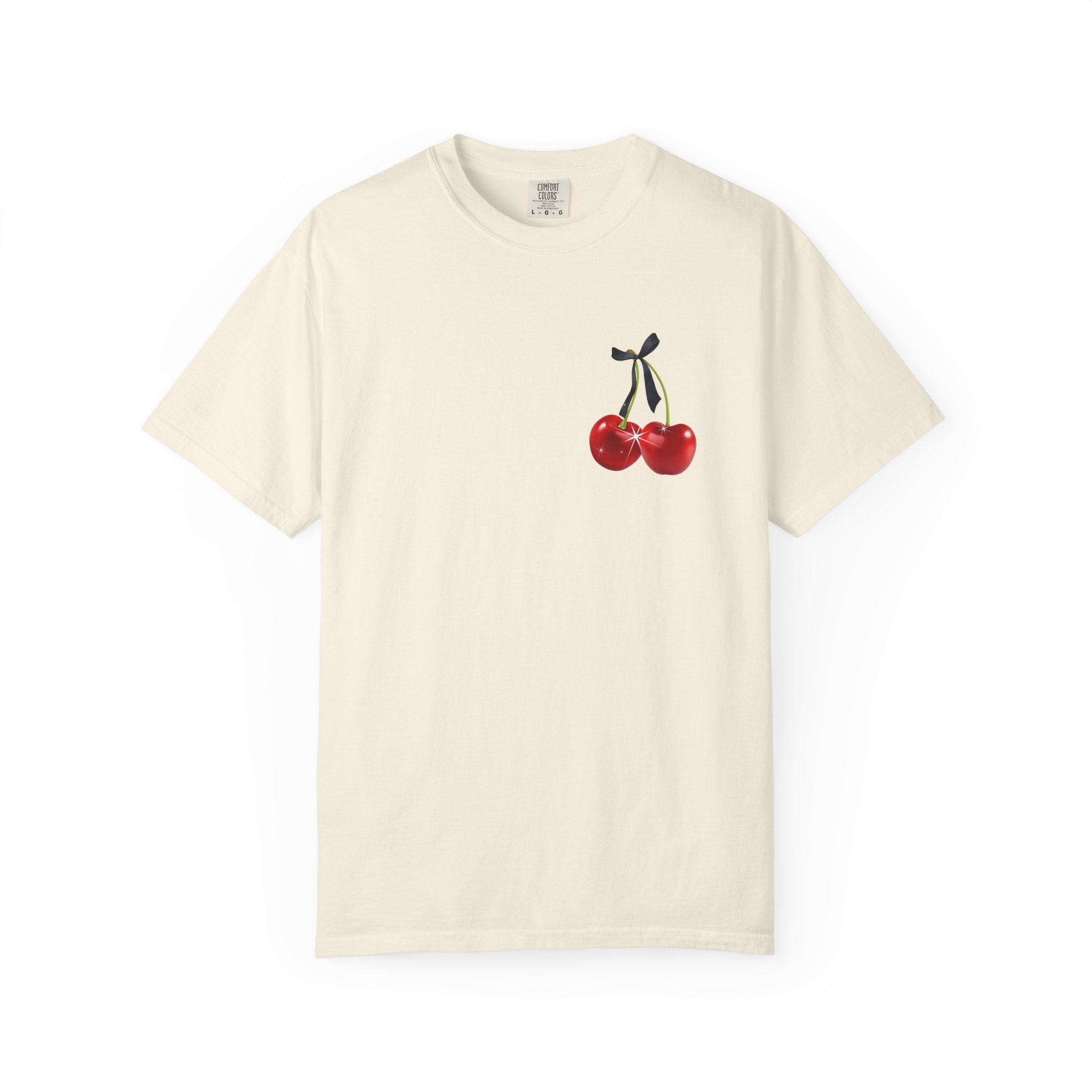Cherry Disco Graphic T-Shirt — Retro Red Heart & Soda Pop Design