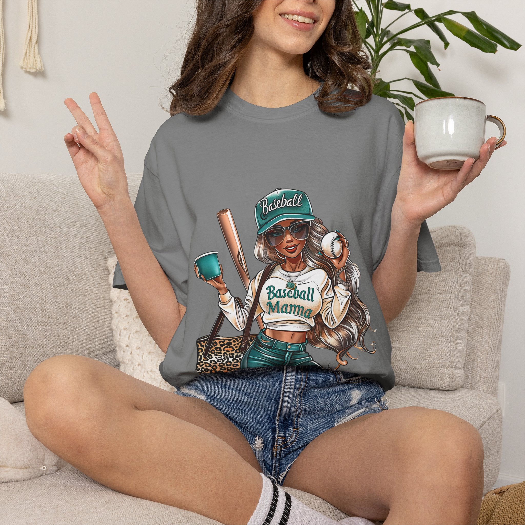 Baseball Mama T-Shirt — Cute Mom Baseball Tee with Bat & Ball Graphic