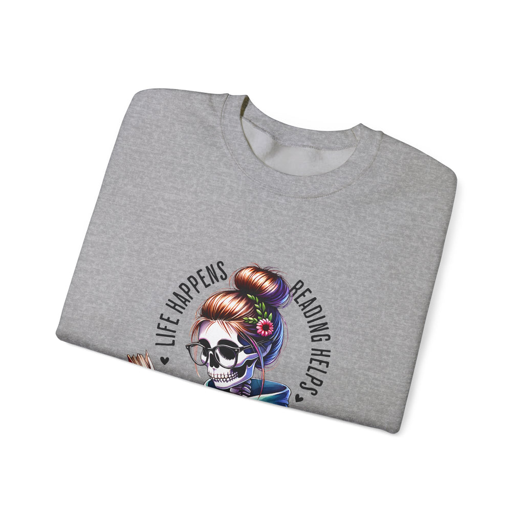 Reading Heals Sweatshirt — Skull Booklover Crewneck