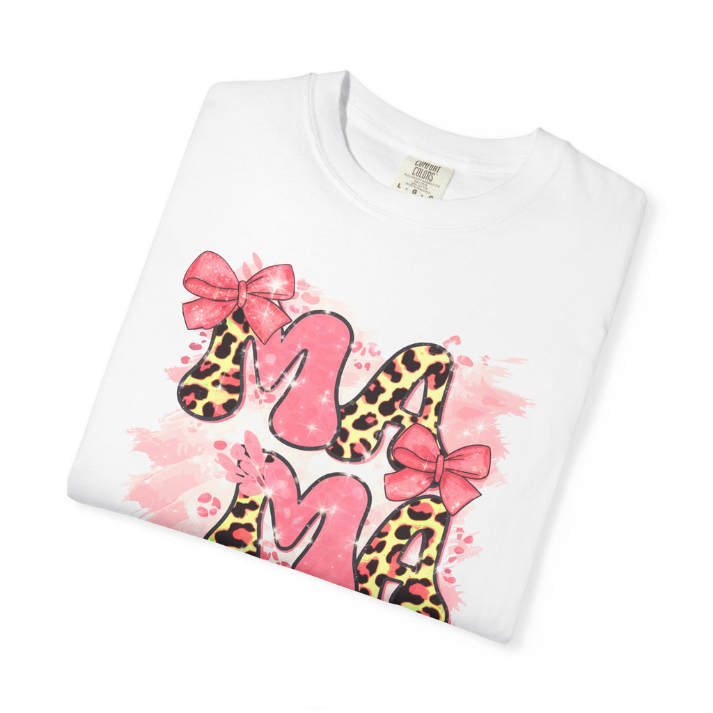 Mama Leopard Floral T-Shirt — Pink Bow Mother's Day Tee