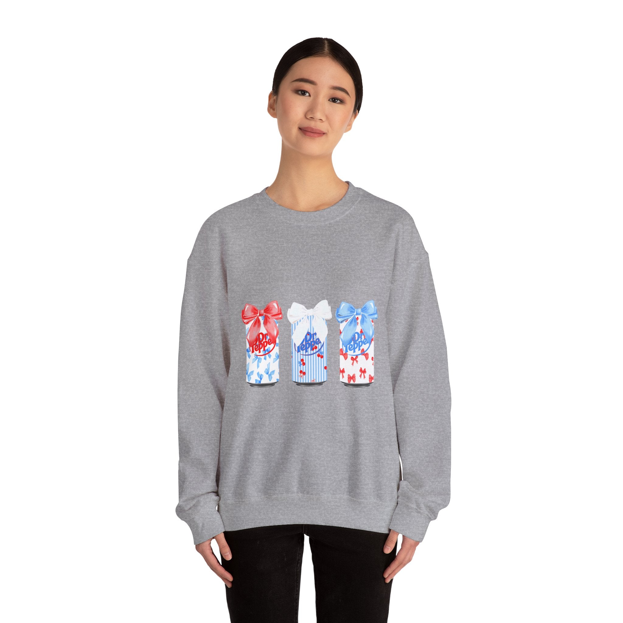 Patriotic Gift Candles Crewneck Sweatshirt – Red White Blue Ribbon Candle Trio