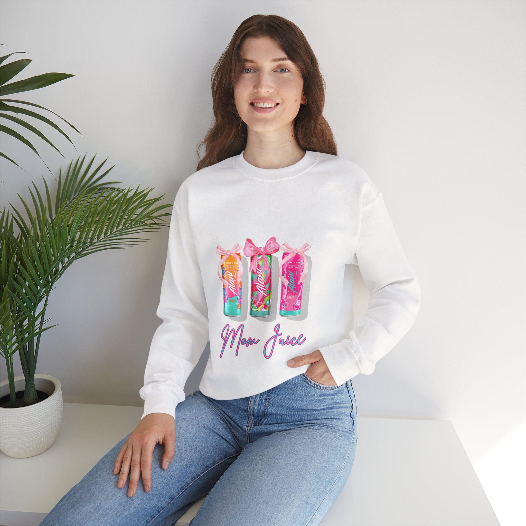 Mom Juice Sweatshirt – Cute Tropical Juice Cups Graphic Crewneck