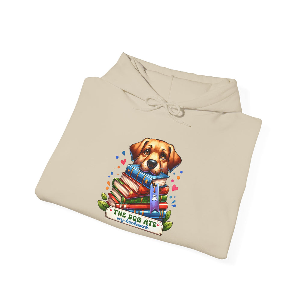 Dog Mom Hoodie — Cute Puppy Reading Books "The Dog Ate" Graphic Sweatshirt