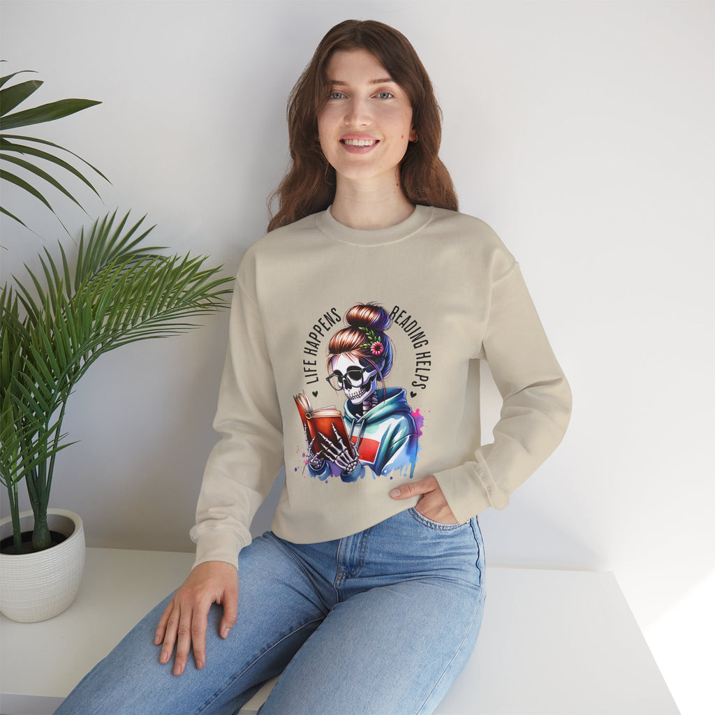 Reading Heals Sweatshirt — Skull Booklover Crewneck