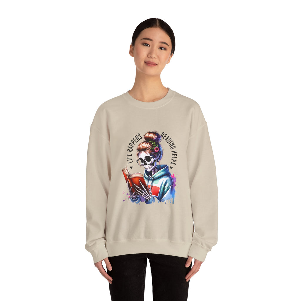 Reading Heals Sweatshirt — Skull Booklover Crewneck