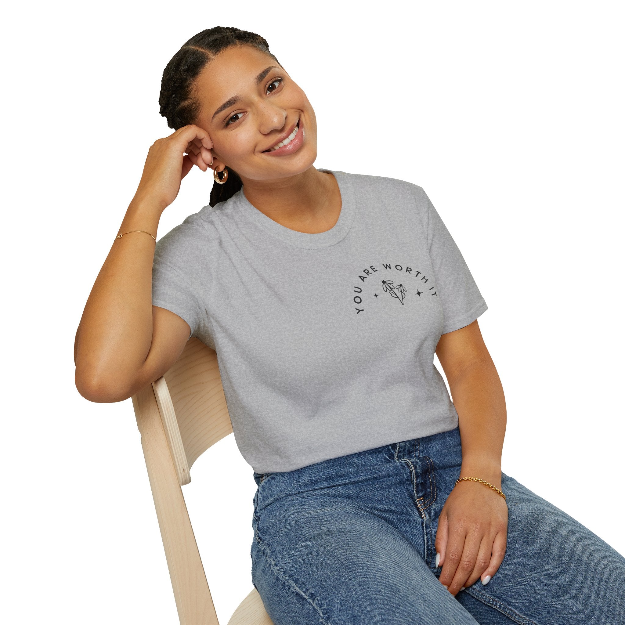 You Are Worth It T-Shirt — Floral Jar Self-Love Tee