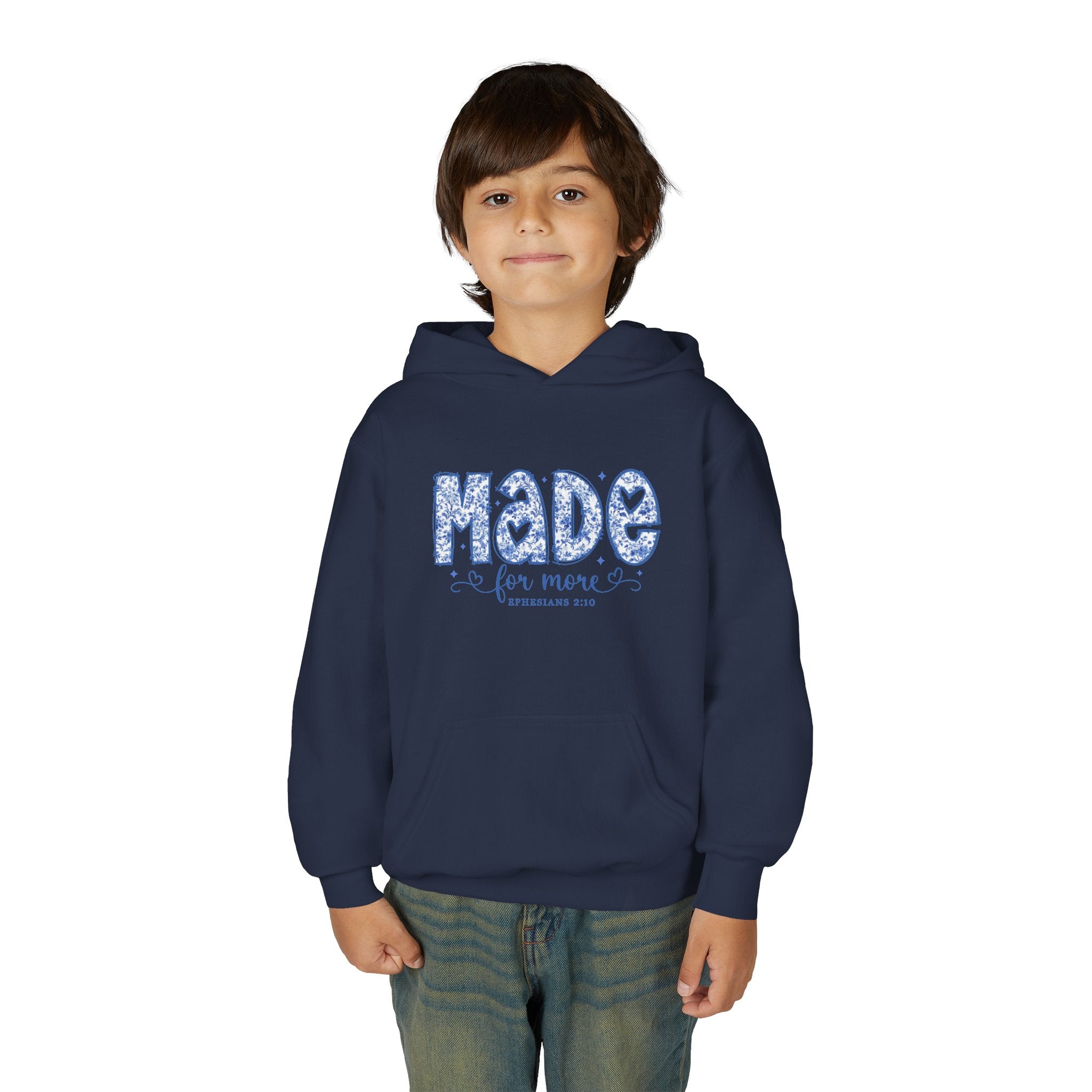 Youth Hoodie - "Made for More" Inspirational Floral Design