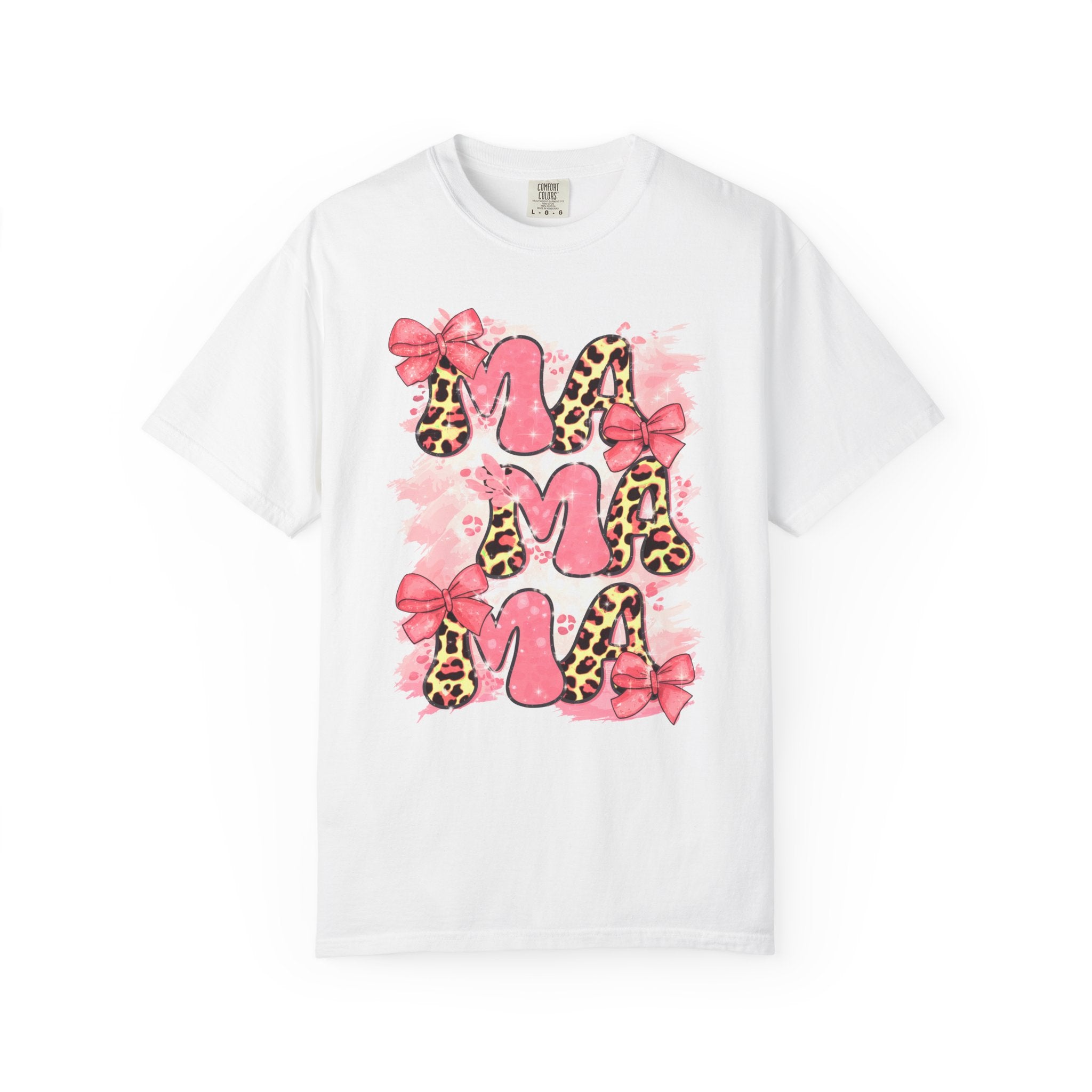 Mama Leopard Floral T-Shirt — Pink Bow Mother's Day Tee