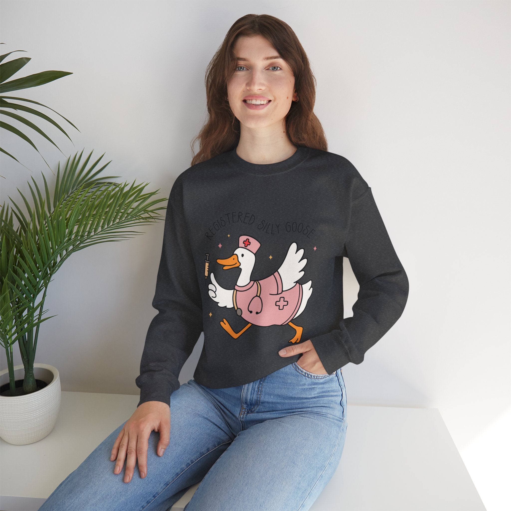 Registered Silly Goose Sweatshirt — Cute Nurse Goose Graphic Crewneck