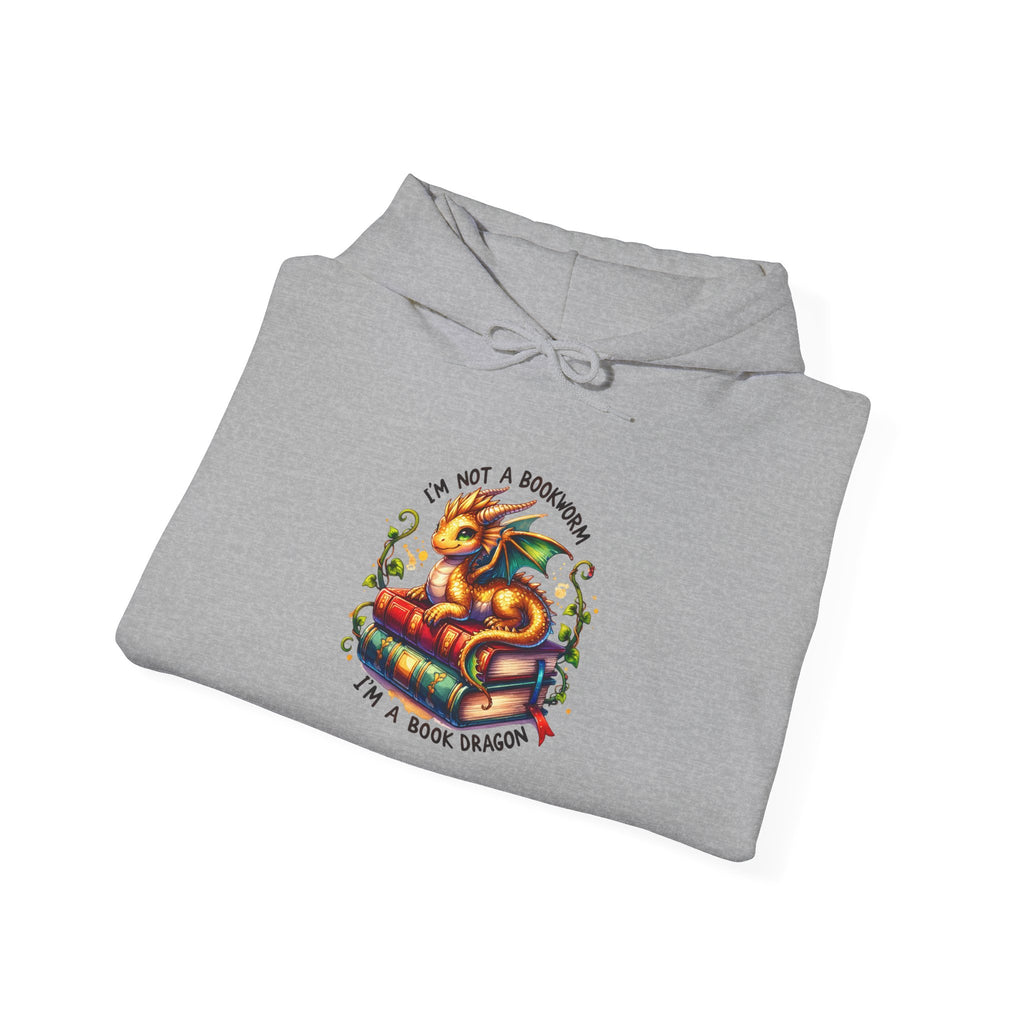 Hoodie — 'I'm Not A Dragon' Cute Snake-on-Book Graphic Pullover