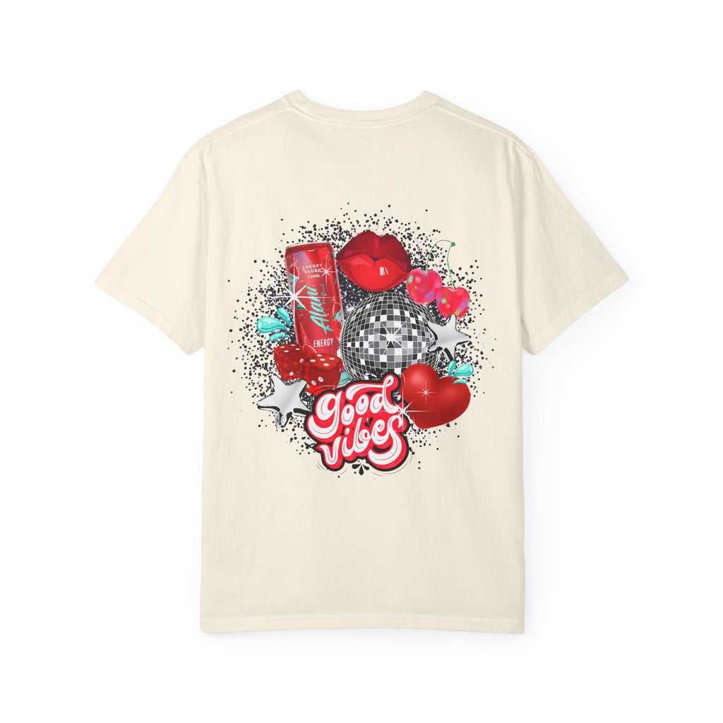 Graphic T-Shirt — 'Good Vibes' Retro Soda & Hearts Tee
