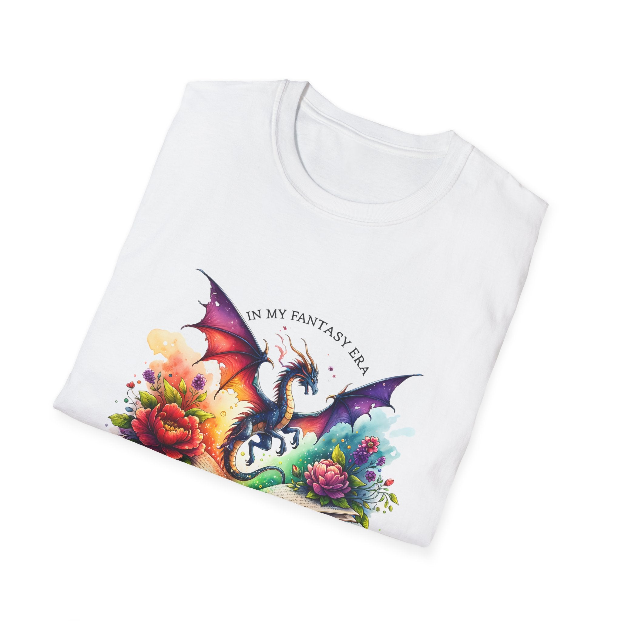 Fantasy Dragon Book T-Shirt — 'Live in My Fantasy' Colorful Storybook Design
