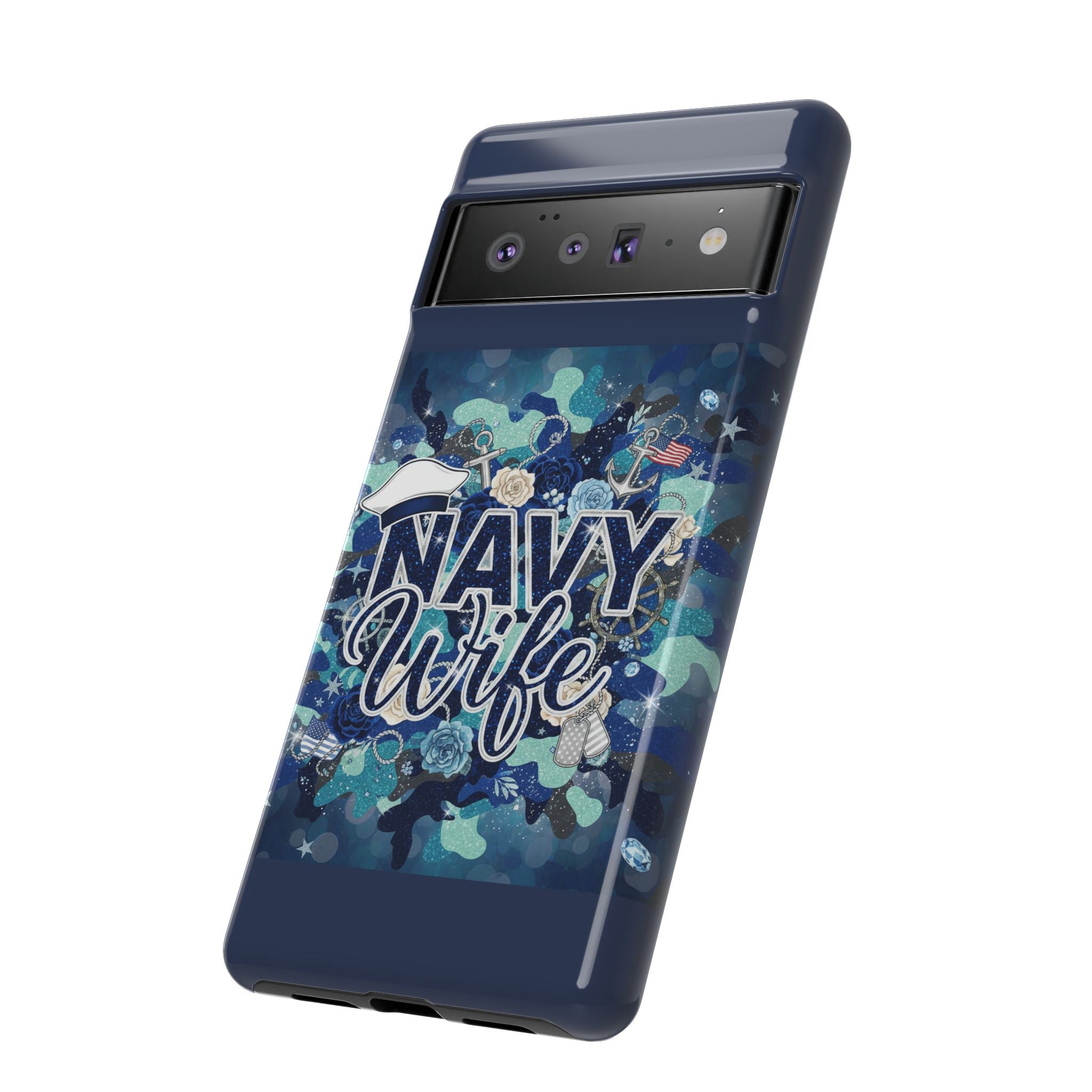 Navy Wife Tough Phone Case — Camouflage Military Tribute Protective Cover