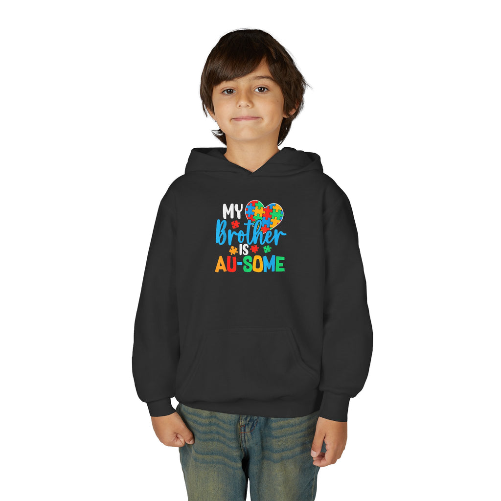 Youth Hoodie - "My Brother is Au-some" Autism Awareness Puzzle Heart Sweatshirt