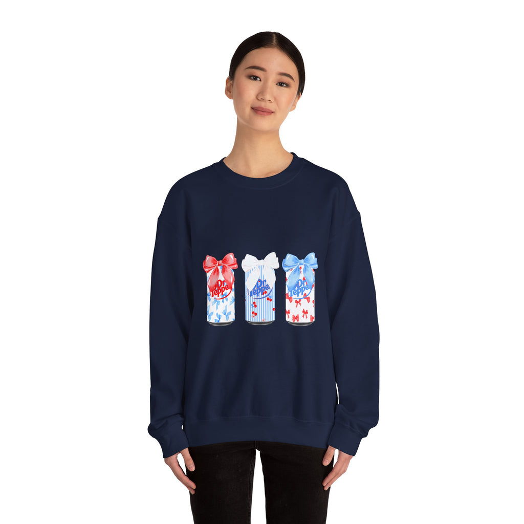 Patriotic Gift Candles Crewneck Sweatshirt – Red White Blue Ribbon Candle Trio