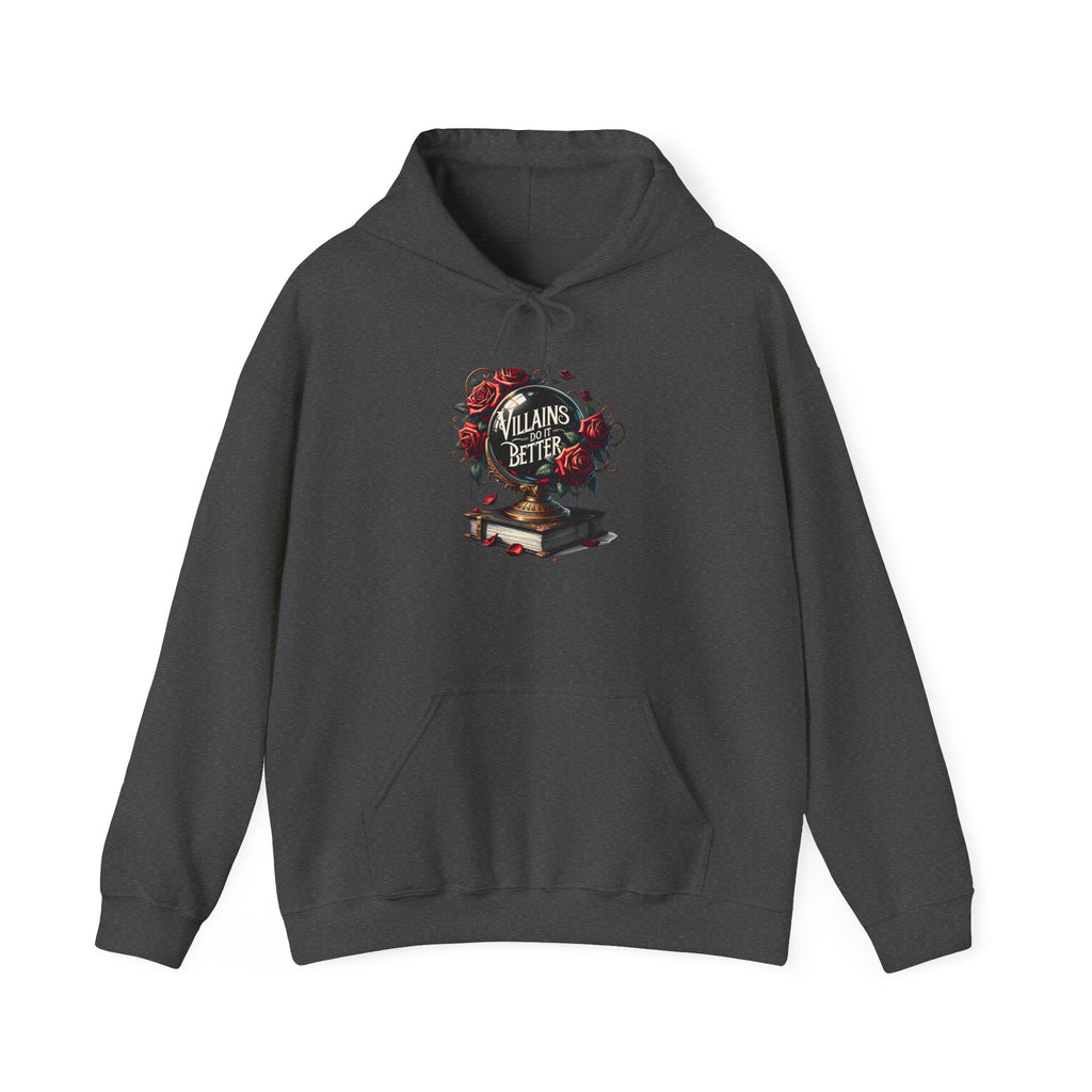 Villains Are Better Hoodie — Gothic Book & Rose Graphic Sweatshirt