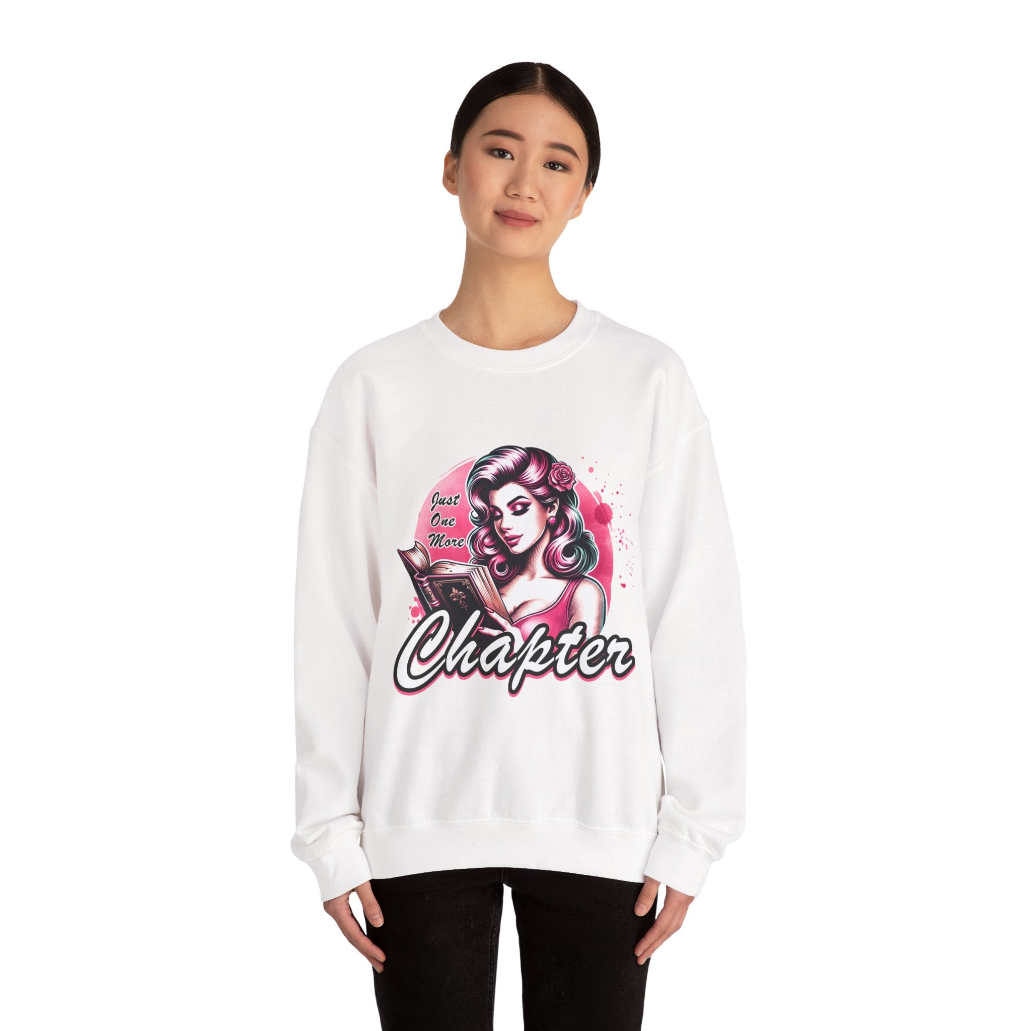 Chapter Reading Sweatshirt – Retro Pinup 'Just One More Chapter' Cozy Crewneck