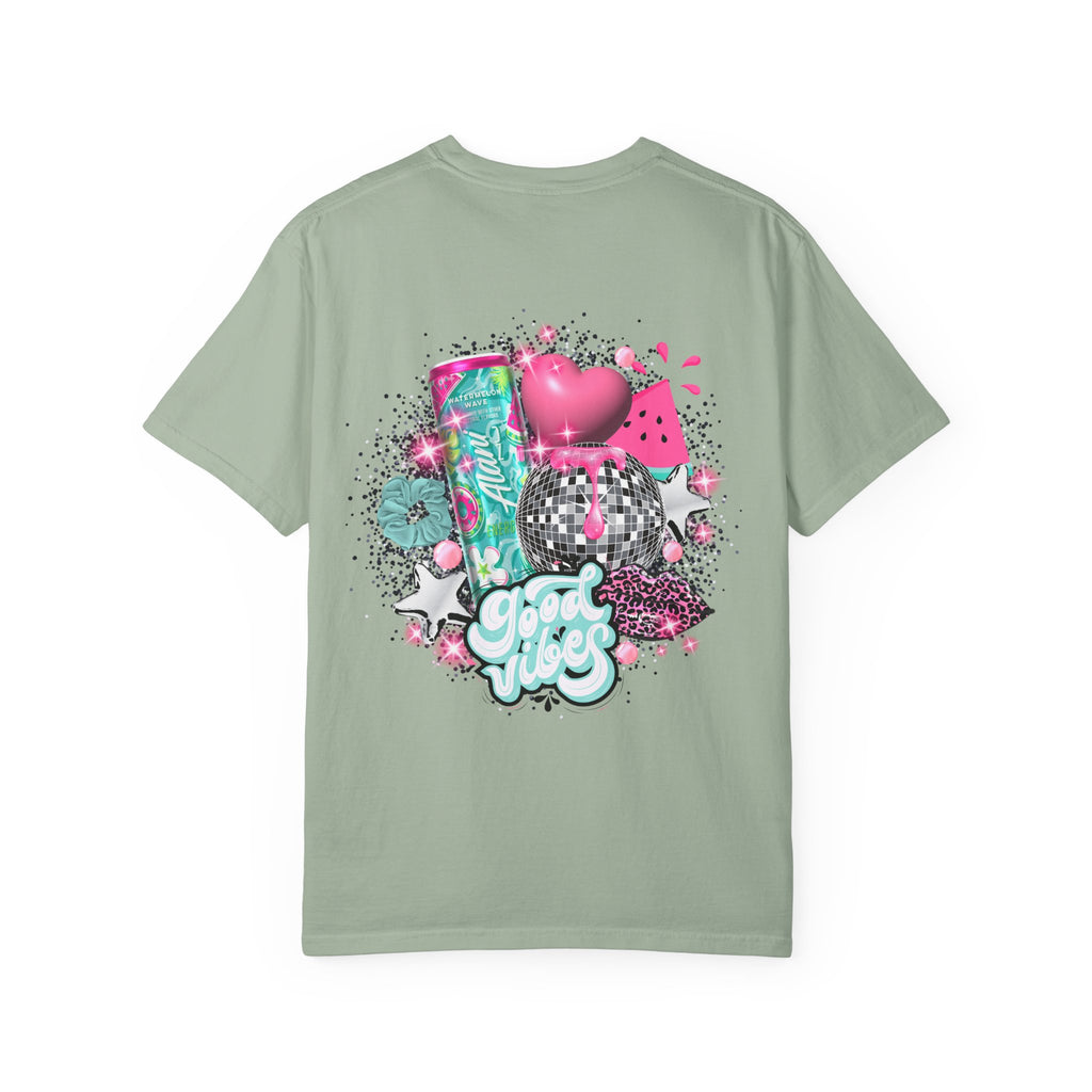 Graphic T-Shirt — Pastel 'Good Vibes' Disco Design (Alami Nu)