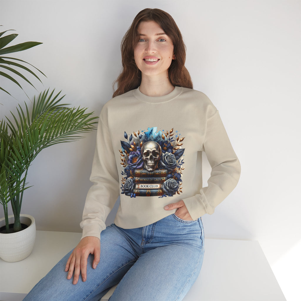 Skull & Books Crewneck Sweatshirt — Gothic Book Club Sweater