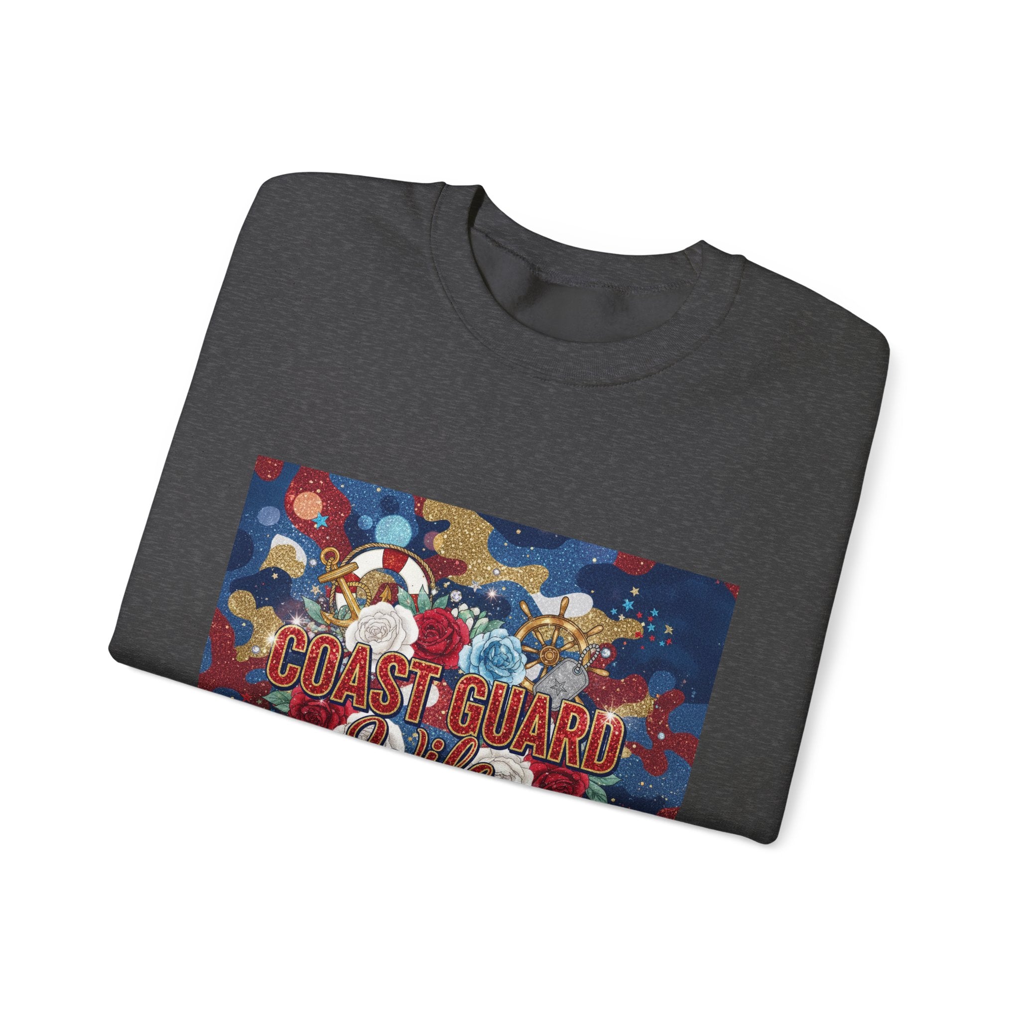 Coast Guard Mom Crewneck Sweatshirt - Patriotic Sea Rescue Design