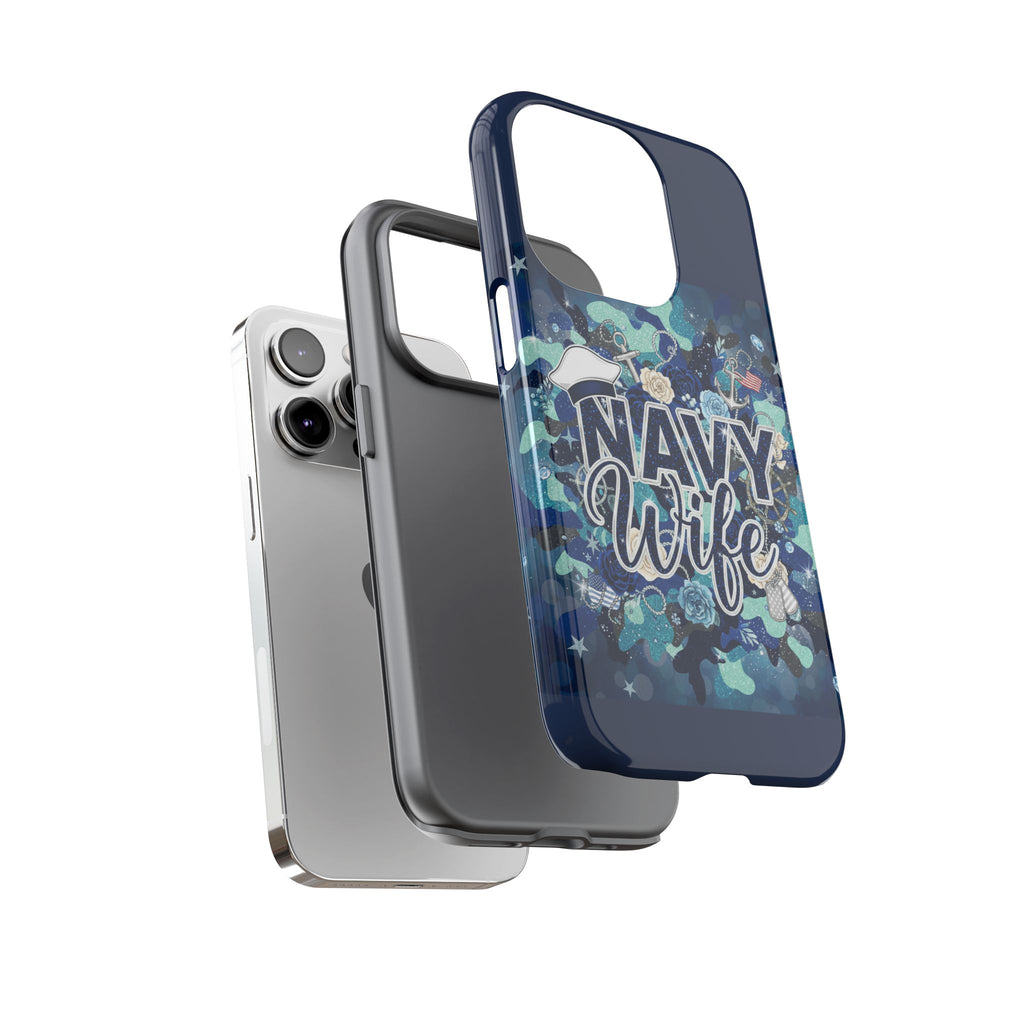 Navy Wife Tough Phone Case — Camouflage Military Tribute Protective Cover