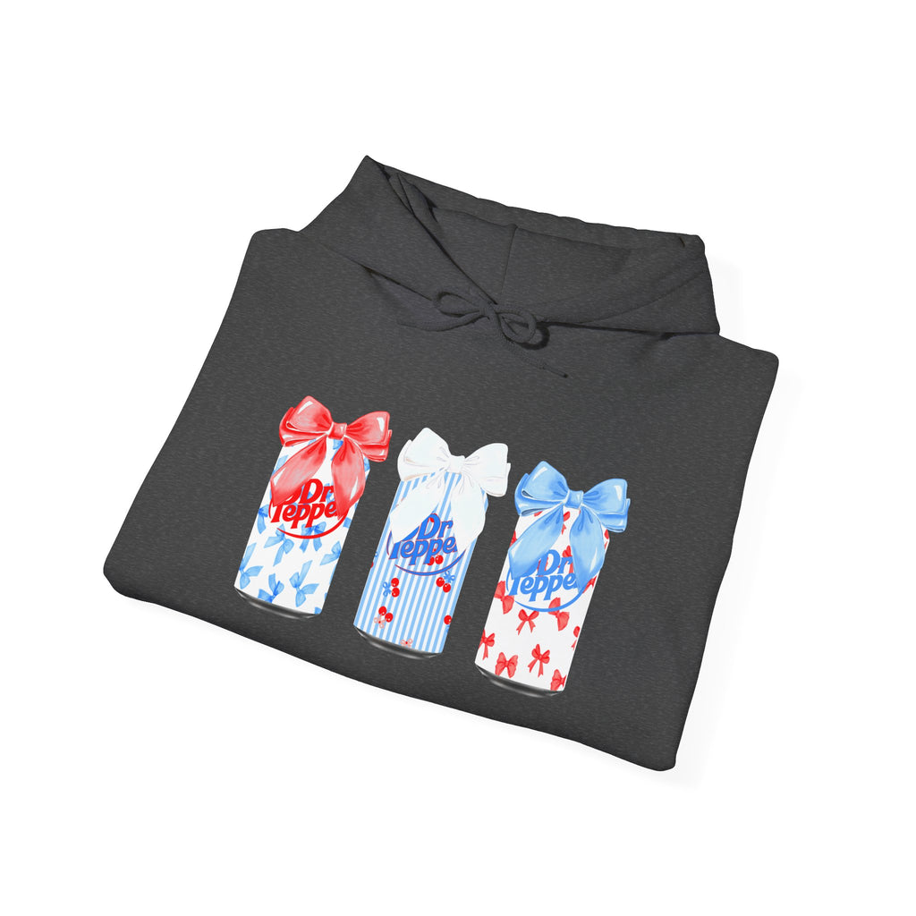 Gift Box Trio Hoodie - Red White Blue Ribbon Holiday Sweatshirt