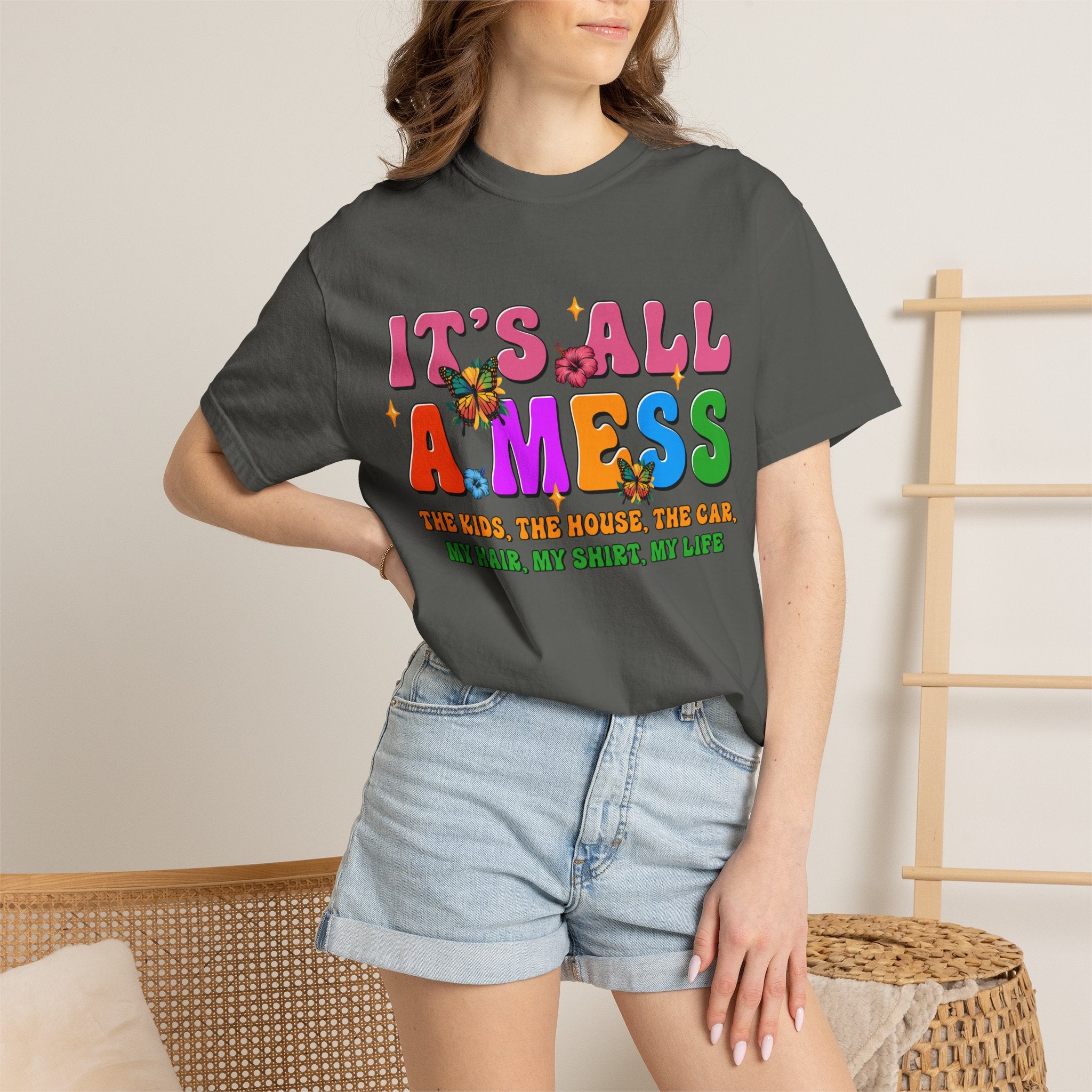 It's All a Mess T-Shirt — Retro Colorful Mom Life Tee