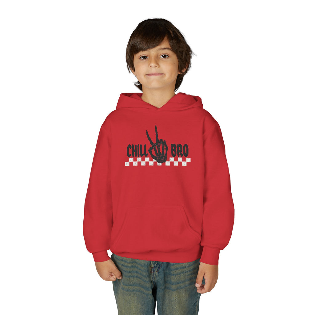 Youth Hoodie — "Chill Bro" Skeleton Hand Graphic