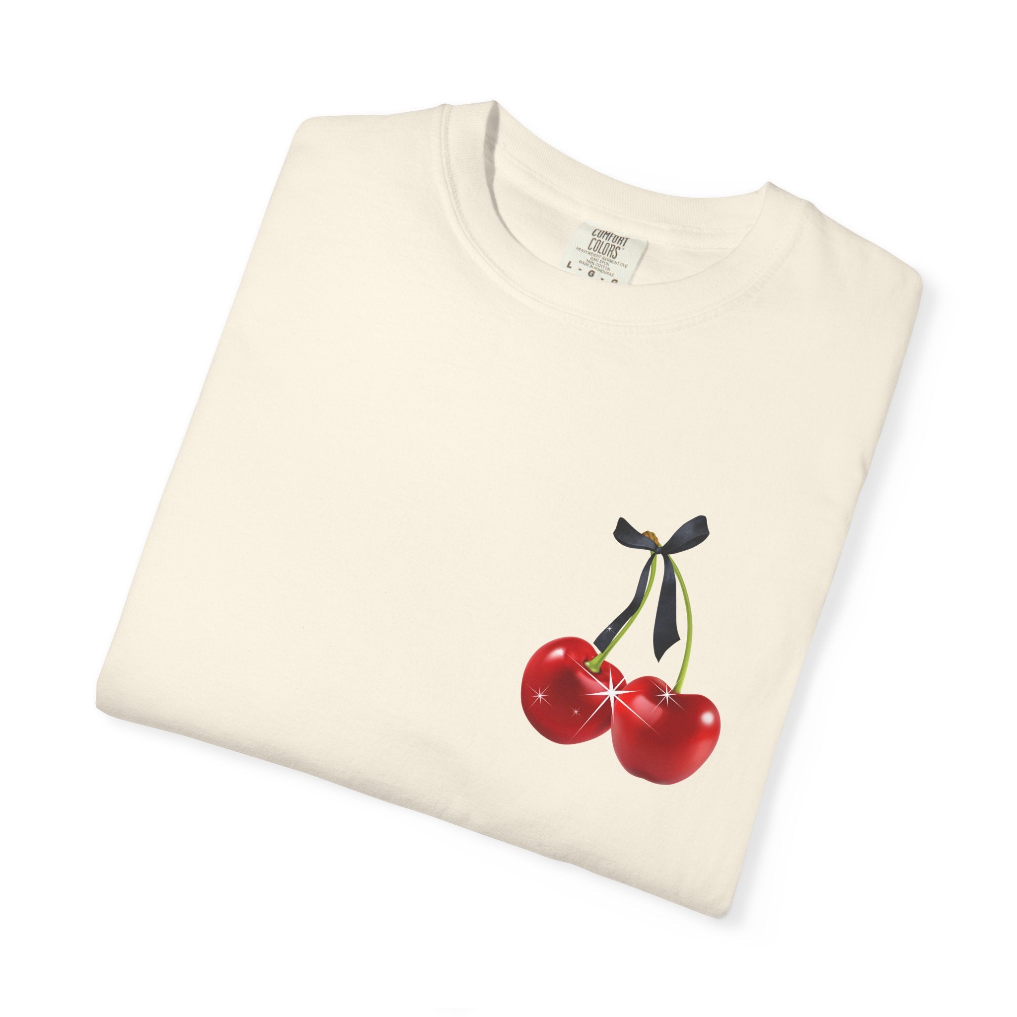 Cherry Graphic T-Shirt — Retro "Good Vibes" Back Print