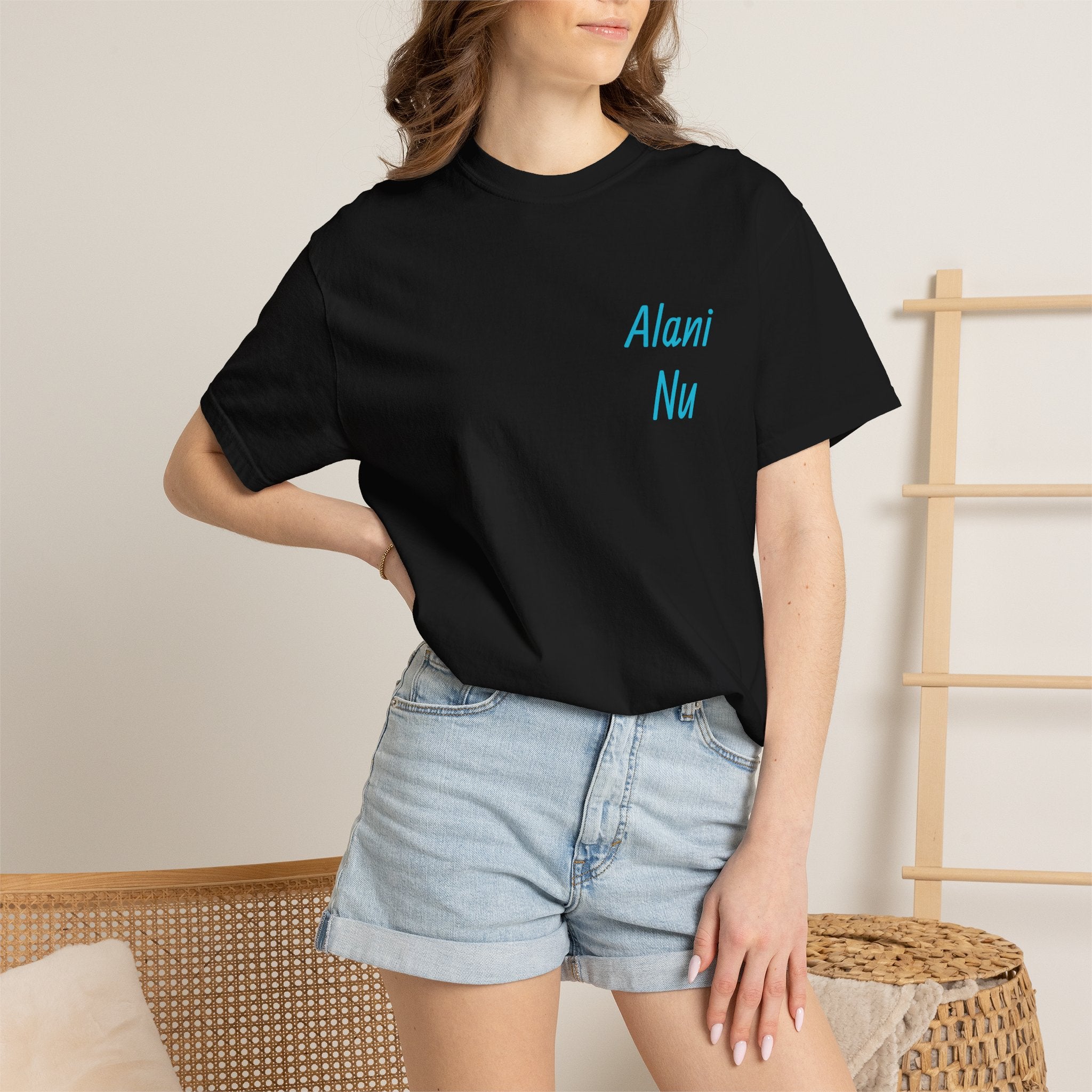 Good Vibes Graphic T-Shirt — 'Alani Nu' Chest Text, Pink Disco Back Design