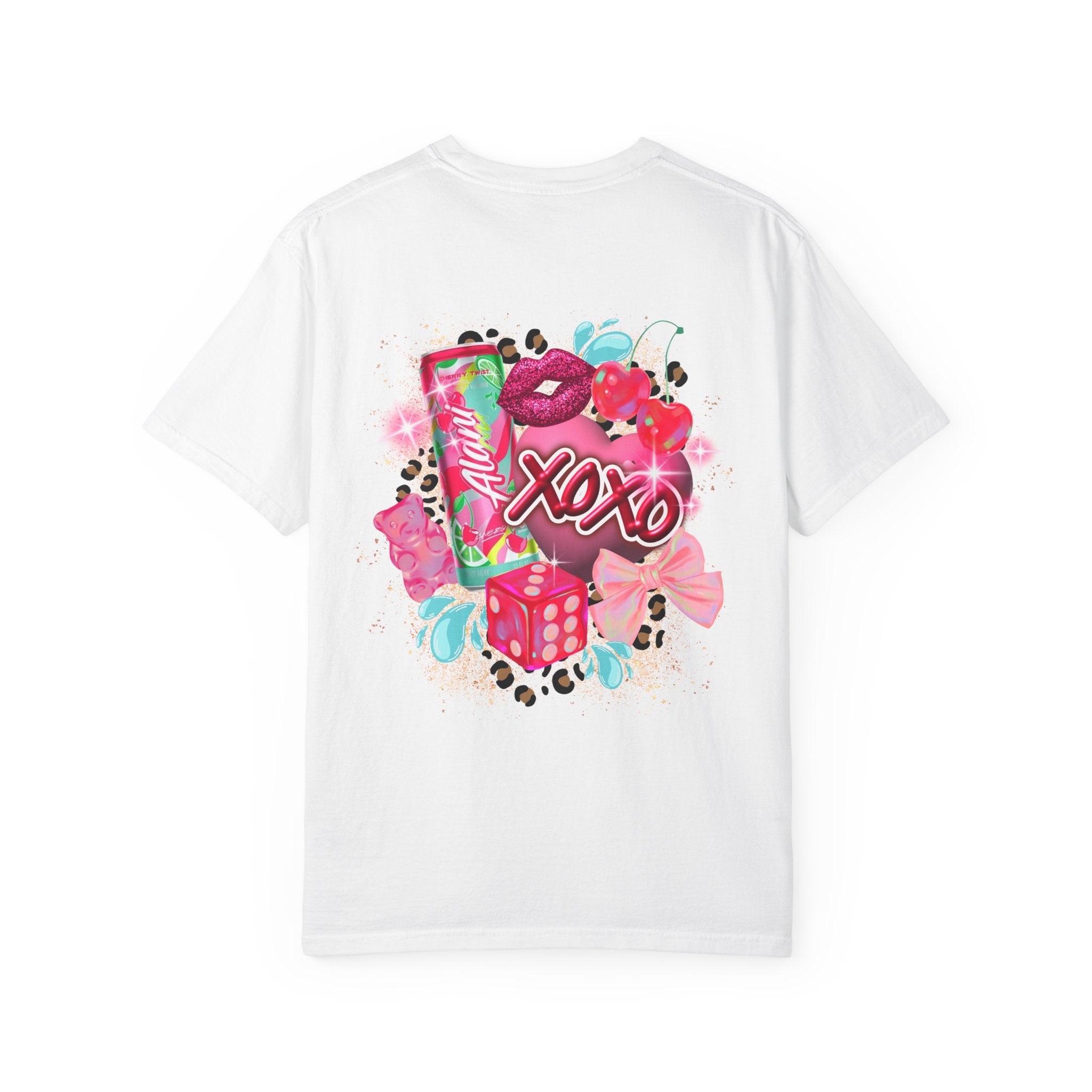Alani Nu Graphic T-Shirt — Pink XOXO Candy & Lip Design
