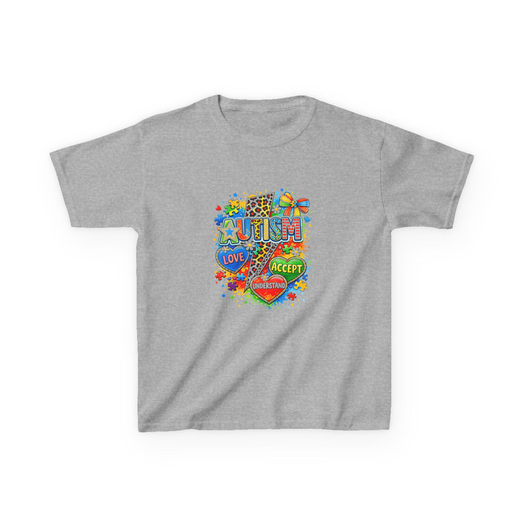 Kids Tee — Colorful Pride & Love Heart Graphic (Love, Accept, Understand)
