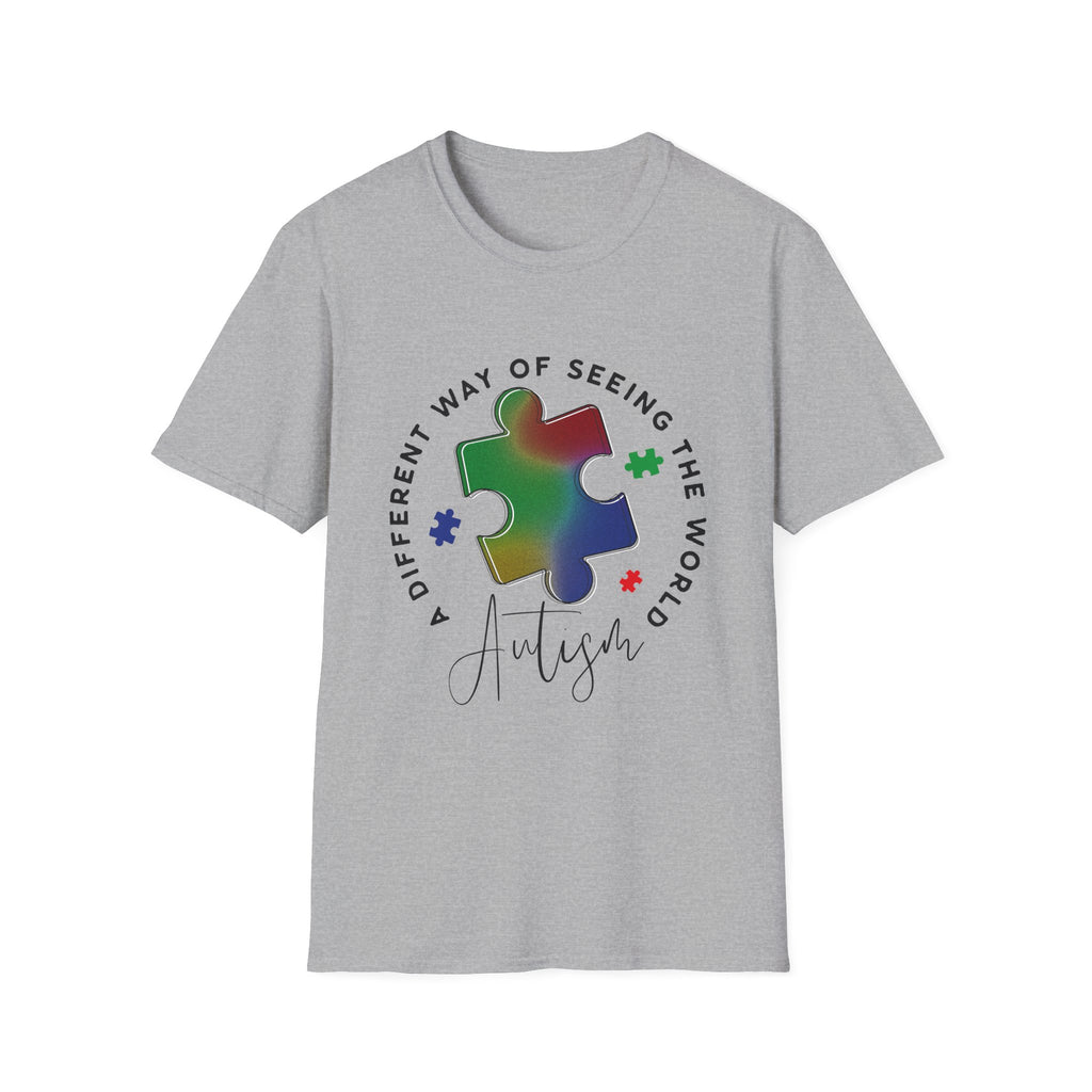 Autism Awareness T-Shirt – 'A Different Way of Seeing the World' Puzzle Heart Tee