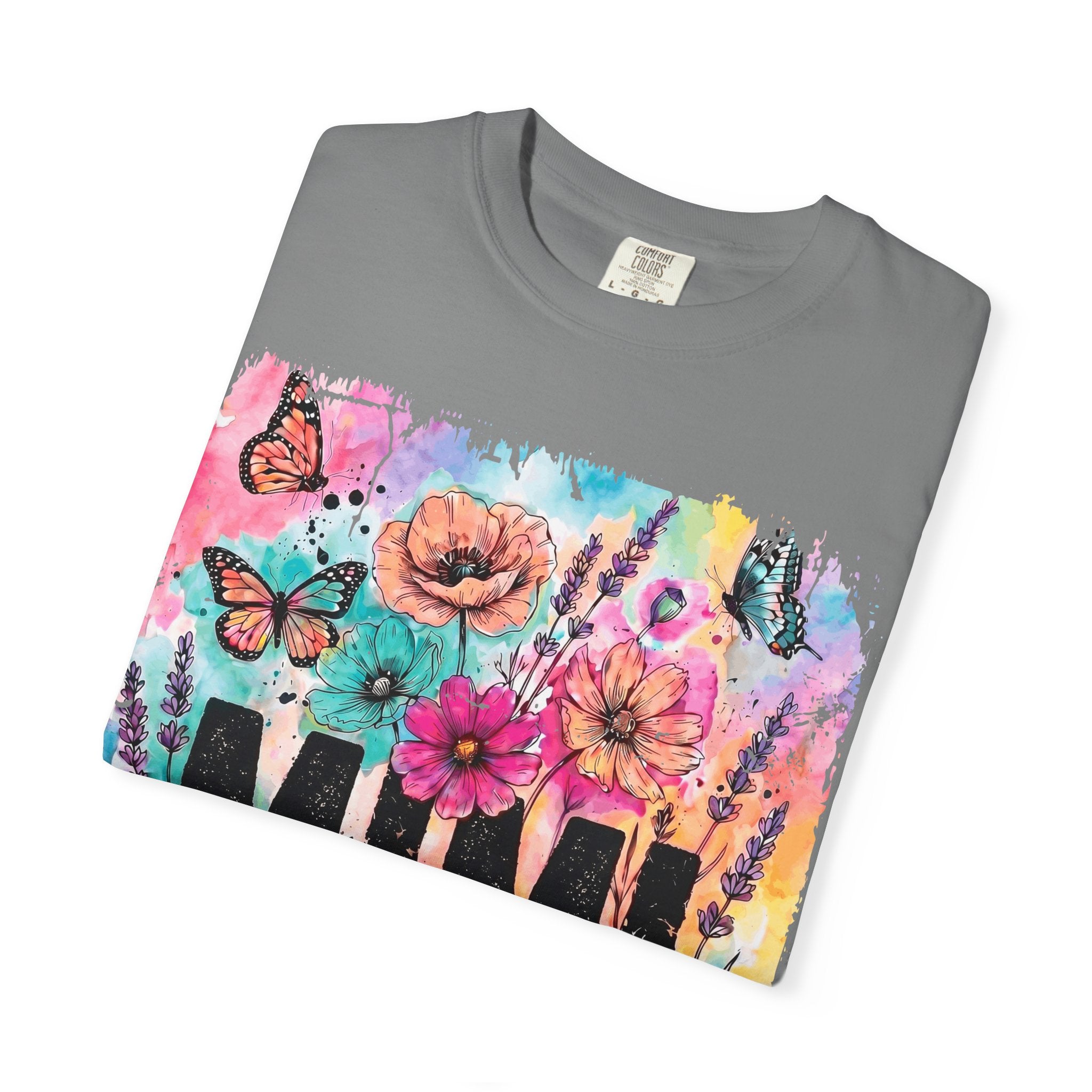 MIMI Floral Butterflies T-Shirt — Colorful Watercolor Garden Tee