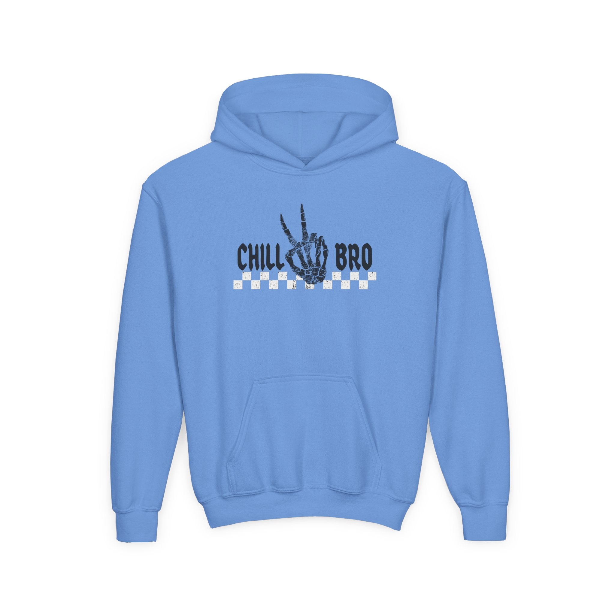 Youth Hoodie — "Chill Bro" Skeleton Hand Graphic