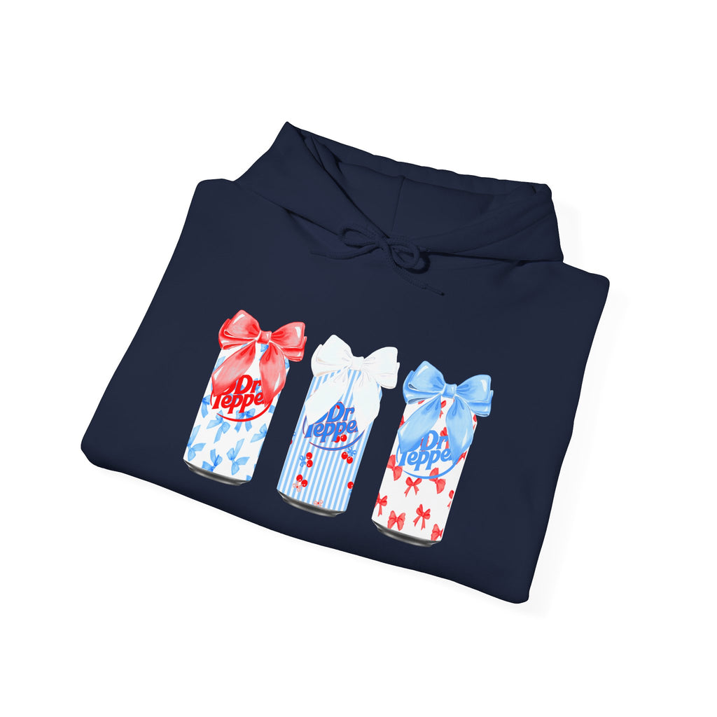 Gift Box Trio Hoodie - Red White Blue Ribbon Holiday Sweatshirt