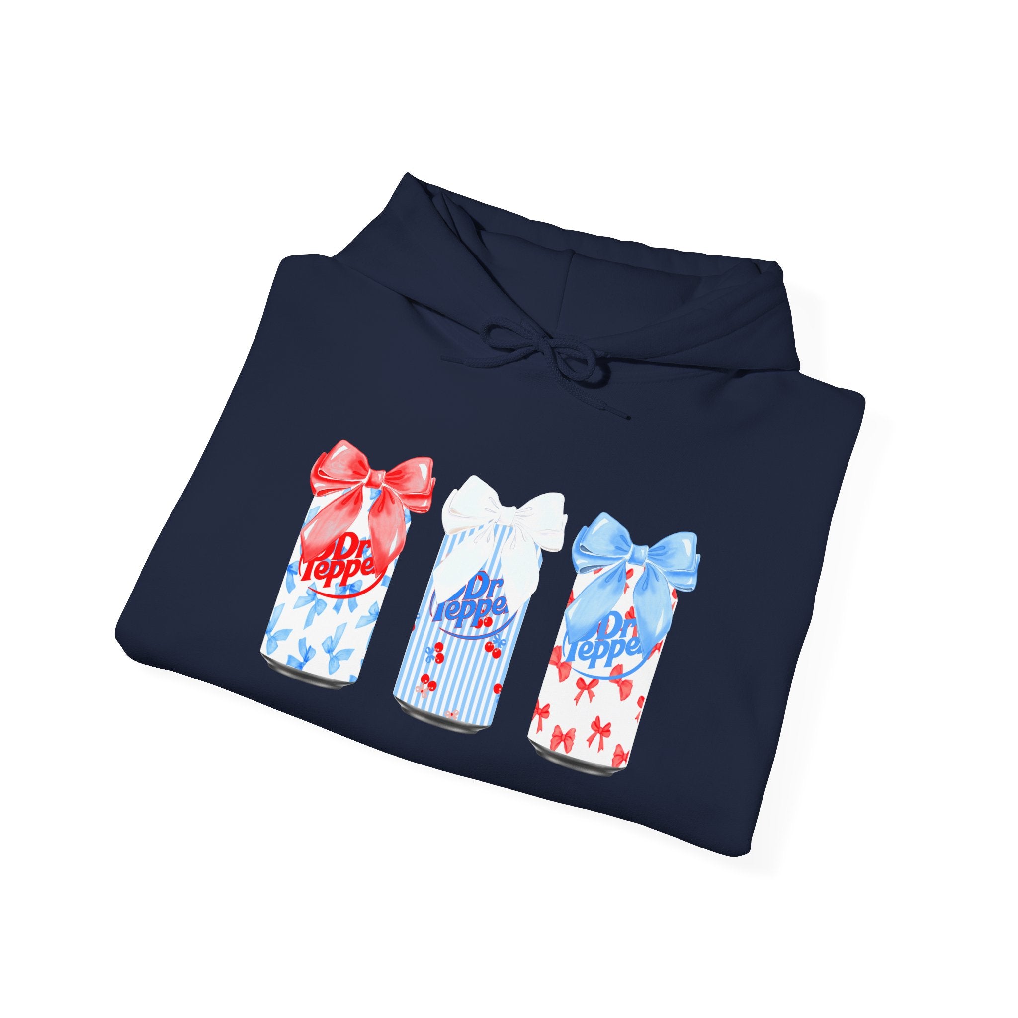 Gift Box Trio Hoodie - Red White Blue Ribbon Holiday Sweatshirt