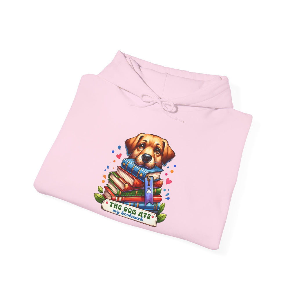 Dog Mom Hoodie — Cute Puppy Reading Books "The Dog Ate" Graphic Sweatshirt