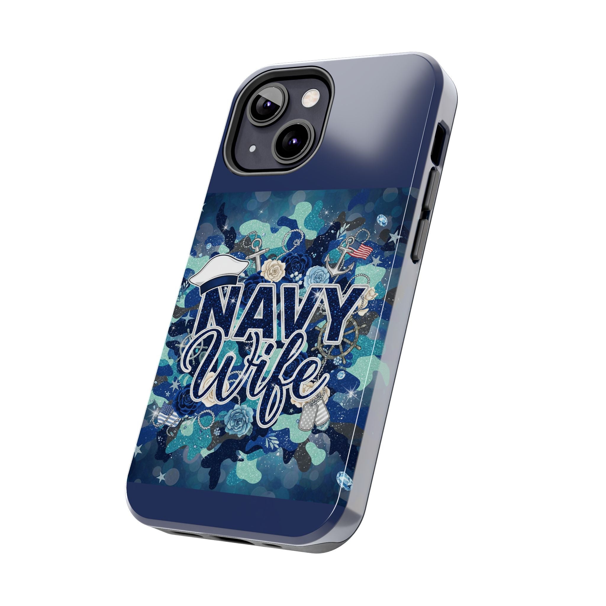 Navy Wife Tough Phone Case — Military Camouflage Protective Phone Cover, Perfect Gift for Navy Spouses