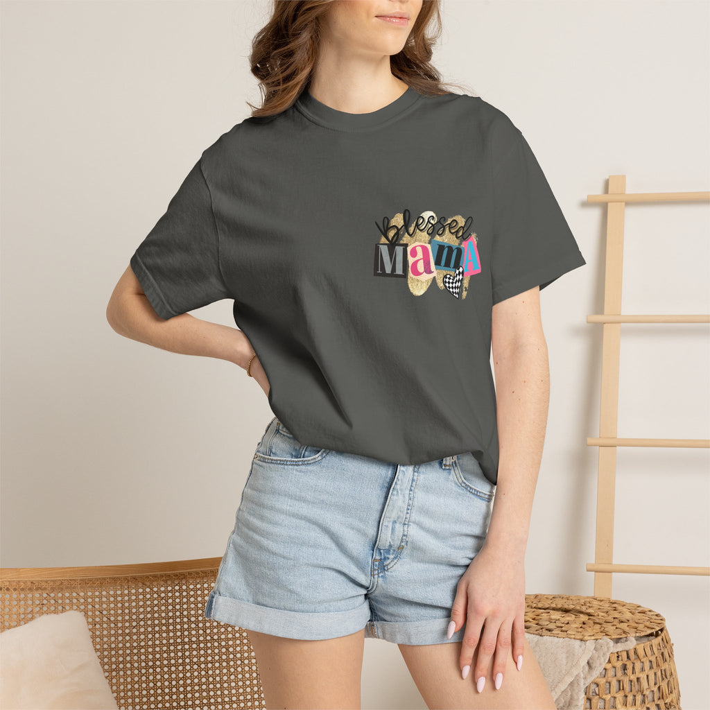 Mama Graphic T-Shirt — "Blessed Mama" Colorful Pop Art Floral Heart Tee