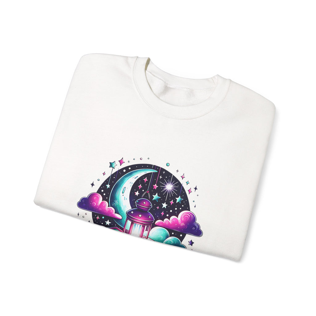 Mystical Reading Crewneck Sweatshirt — "Let Your Magic Bloom" Book & Lantern Design