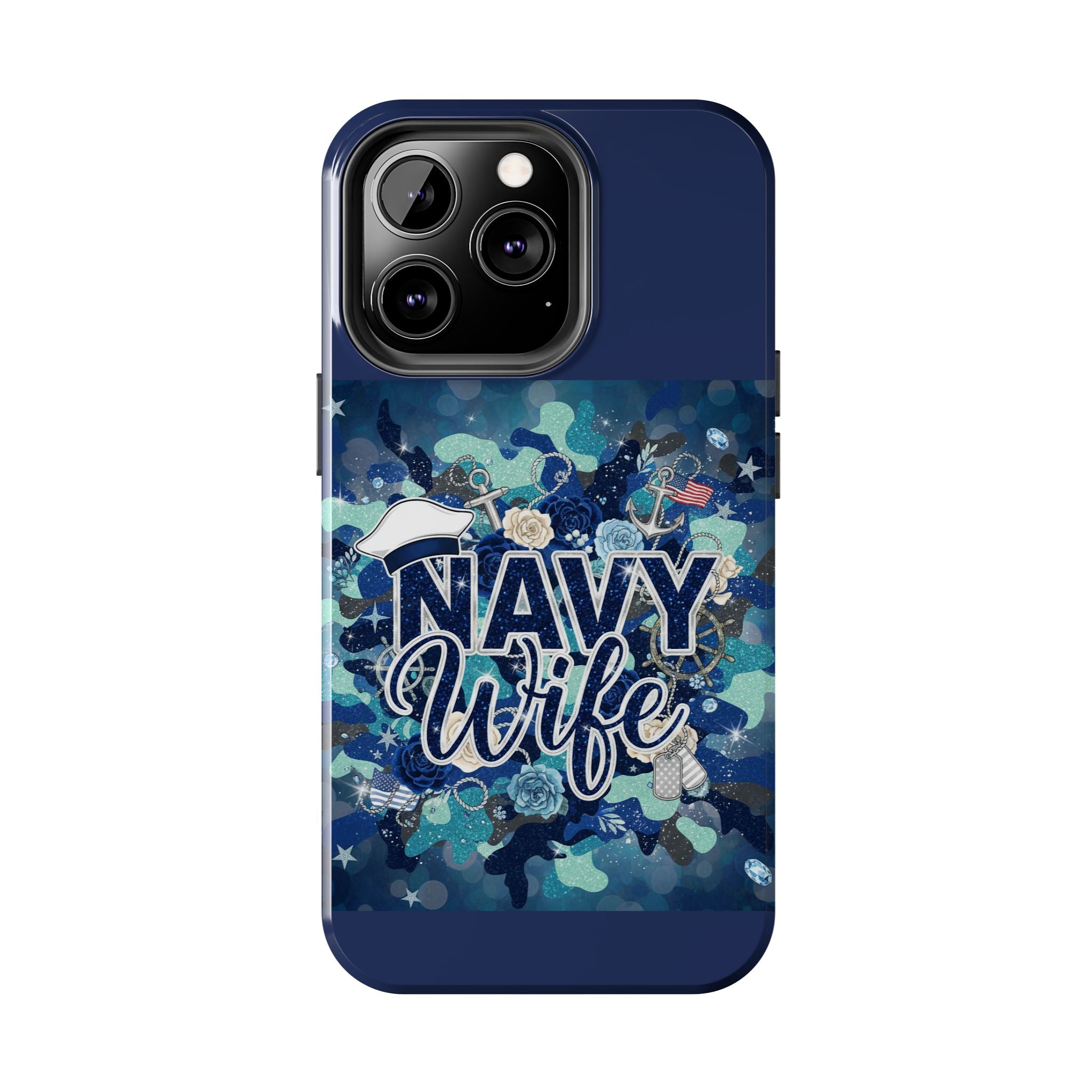 Navy Wife Tough Phone Case — Military Camouflage Protective Phone Cover, Perfect Gift for Navy Spouses