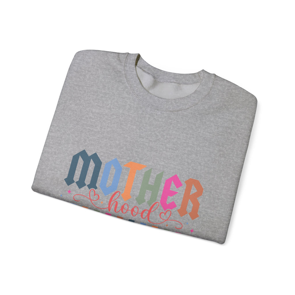 Motherhood Crewneck Sweatshirt — 'Mother Hood' Retro Colorful Mom Pullover