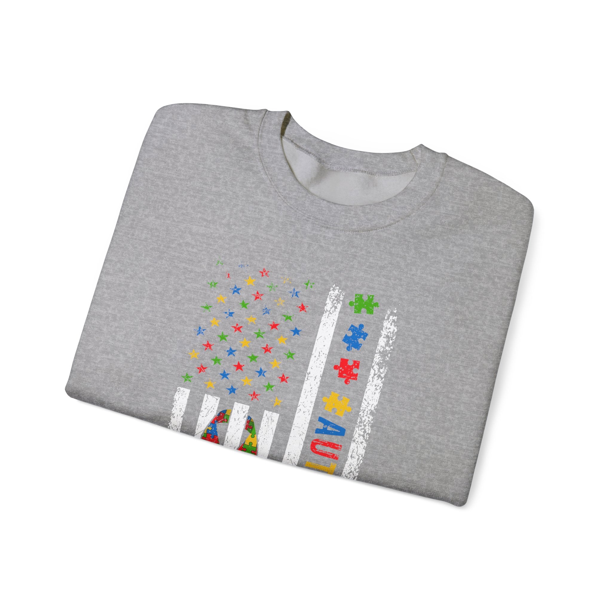 Autism Dad Puzzle Ribbon Crewneck Sweatshirt — Supportive Autism Awareness Pullover